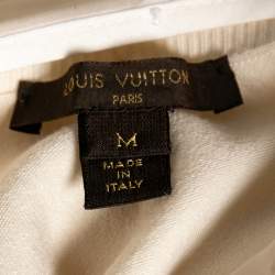 Louis Vuitton Cream Embroidered Collar Trim Short Sleeve Sweater M