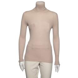 Louis Vuitton Beige Rib Knit Turtleneck Sweater M