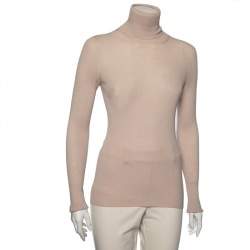 Louis Vuitton Beige Rib Knit Turtleneck Sweater M