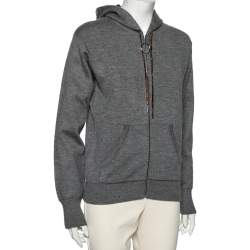 Pre Owned Louis Vuitton Grey Cashmere Long Sleeve Hoodie S