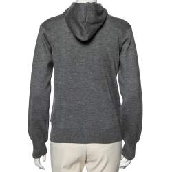 Pre Owned Louis Vuitton Grey Cashmere Long Sleeve Hoodie S