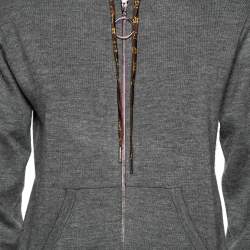 Pre Owned Louis Vuitton Grey Cashmere Long Sleeve Hoodie S