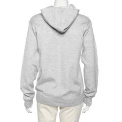 Louis Vuitton Grey Cashmere & Cotton Hooded Zip Front Jacket L