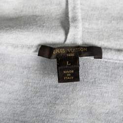 Louis Vuitton Grey Cashmere & Cotton Hooded Zip Front Jacket L