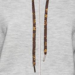Louis Vuitton Grey Cashmere & Cotton Hooded Zip Front Jacket L