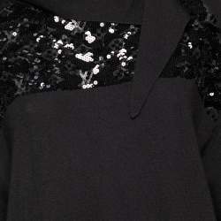 مملوكة مسبقًا Louis Vuitton Black Wool & Sequin Embellished Monogram Detailed Dress M