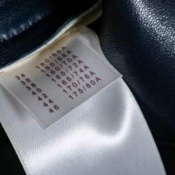 Pre Owned Louis Vuitton White & Navy Blue Leather Mini Skirt M