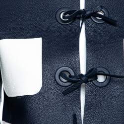 Louis Vuitton Navy Blue & White Leather Tie Front Jacket M
