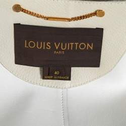 Louis Vuitton Navy Blue & White Leather Tie Front Jacket M