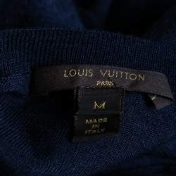 Pre Owned Louis Vuitton Navy Blue Wool Crew Neck Sweater M