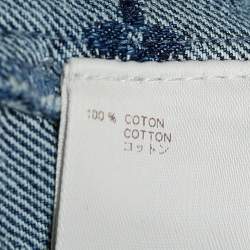 Pre Owned جاكيت لوي فيتون شعار دنيم أزرق  مونوغرامي بالشعار وأزرار أمامية مقاس كبير - لارج