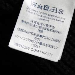 Pre Owned Louis Vuitton Black & Intarsia Fur Knitted Zip Front Cardigan S