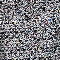 Pre Owned Louis Vuitton Monochrome Embellished Tweed Flared Mini Dress M