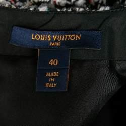 Pre Owned Louis Vuitton Monochrome Embellished Tweed Flared Mini Dress M