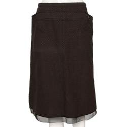 Louis Vuitton Brown Textured Wool Midi Skirt M