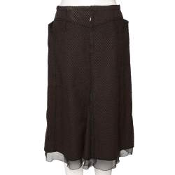 Louis Vuitton Brown Textured Wool Midi Skirt M