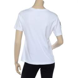 Louis Vuitton White Cotton Knit Patch Detail Round Neck T-Shirt S