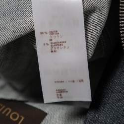 Pre Owned Louis Vuitton Blue Denim Leather Trimmed Zip Front Jacket M