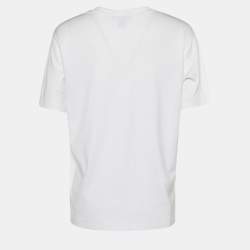 Pre Owned Louis Vuitton White Jersey Knit Logo Print T-Shirt L