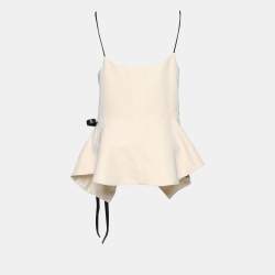 Pre Owned Louis Vuitton Cream Crepe Coin Medallion Detail Cami Top M