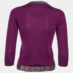 Pre Owned Louis Vuitton Purple Cashmere Knit Square Neck Sweater S