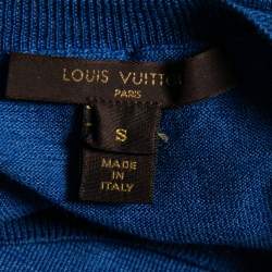 Pre Owned بلوفر لوي فيتون تريكو كشمير وحرير أزرق بأكمام طويلة مقاس صغير ( سمول )