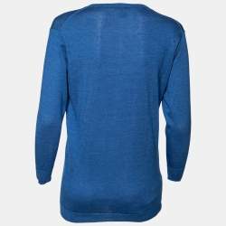 Pre Owned بلوفر لوي فيتون تريكو كشمير وحرير أزرق بأكمام طويلة مقاس صغير ( سمول )