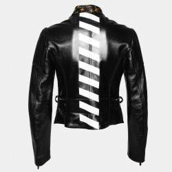 Louis Vuitton Black Leather Monogram and Studded Jacket M