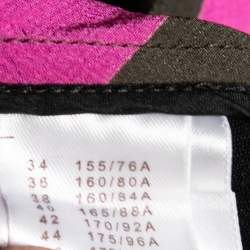 Pre Owned Louis Vuitton Olive Green and Pink Printed Silk Blouse M