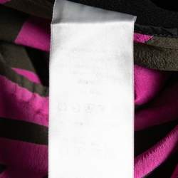 Pre Owned Louis Vuitton Olive Green and Pink Printed Silk Blouse M