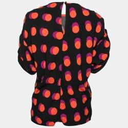 Louis Vuitton Black Printed Crepe Short Sleeve Blouse M