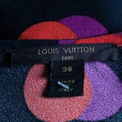 Louis Vuitton Black Printed Crepe Short Sleeve Blouse M