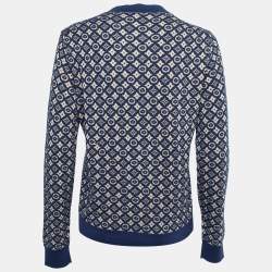 Pre Owned Louis Vuitton Blue Monogram Cashmere & Silk Crewneck Sweater XL