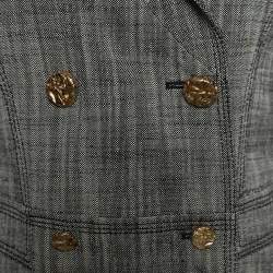 Louis Vuitton Grey Textured Silk Double Breasted Cropped Blazer S