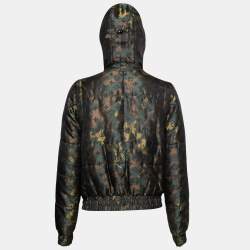 Pre Owned Louis Vuitton Green Camouflage Monogrammed Padded Silk Jacket M