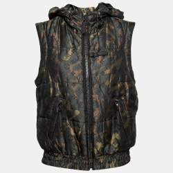 Pre Owned Louis Vuitton Green Camouflage Monogrammed Padded Silk Jacket M