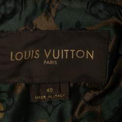 Pre Owned Louis Vuitton Green Camouflage Monogrammed Padded Silk Jacket M