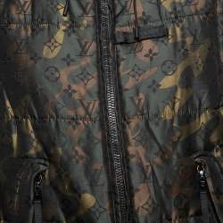 Pre Owned Louis Vuitton Green Camouflage Monogrammed Padded Silk Jacket M