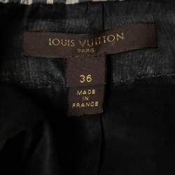 Pre Owned Louis Vuitton Black Polka Dot Printed Silk Contrast Collar Detail Top S