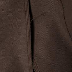 Pre Owned معطف لوي فيتون صوف بني حواف فرو أزرار أمامية مقاس متوسط (ميديوم)