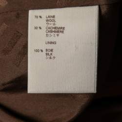 Pre Owned معطف لوي فيتون صوف بني حواف فرو أزرار أمامية مقاس متوسط (ميديوم)