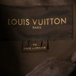 Pre Owned معطف لوي فيتون صوف بني حواف فرو أزرار أمامية مقاس متوسط (ميديوم)