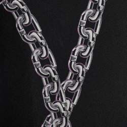 Louis Vuitton Black Chain Print Silk & Cotton Crew Neck T-Shirt M