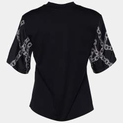 Louis Vuitton Black Chain Print Silk & Cotton Crew Neck T-Shirt M