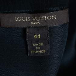 Louis Vuitton Black Silk Rose Applique Sleeveless Peplum Top L