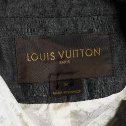 Louis Vuitton Dark Blue Cotton & Ramie Ruched Jacket S