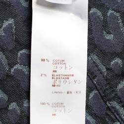 Louis Vuitton Navy Blue Leopard Pattern Denim Zip Front Dress L