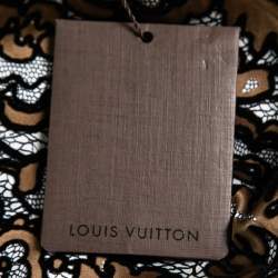 Louis Vuitton Black & Brown Flocked Floral Silk & Cotton Short Sleeve T-Shirt L