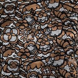 Louis Vuitton Black & Brown Flocked Floral Silk & Cotton Short Sleeve T-Shirt L