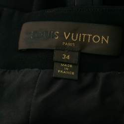 Louis Vuitton Black Crepe & Synthetic Trimmed Skirt S